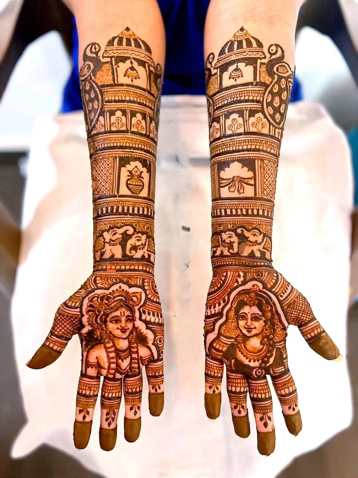 radha krishna mehndi design simple and beautiful