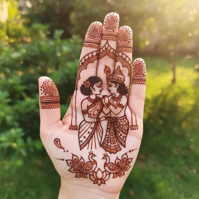 radha krishna mehndi design simple