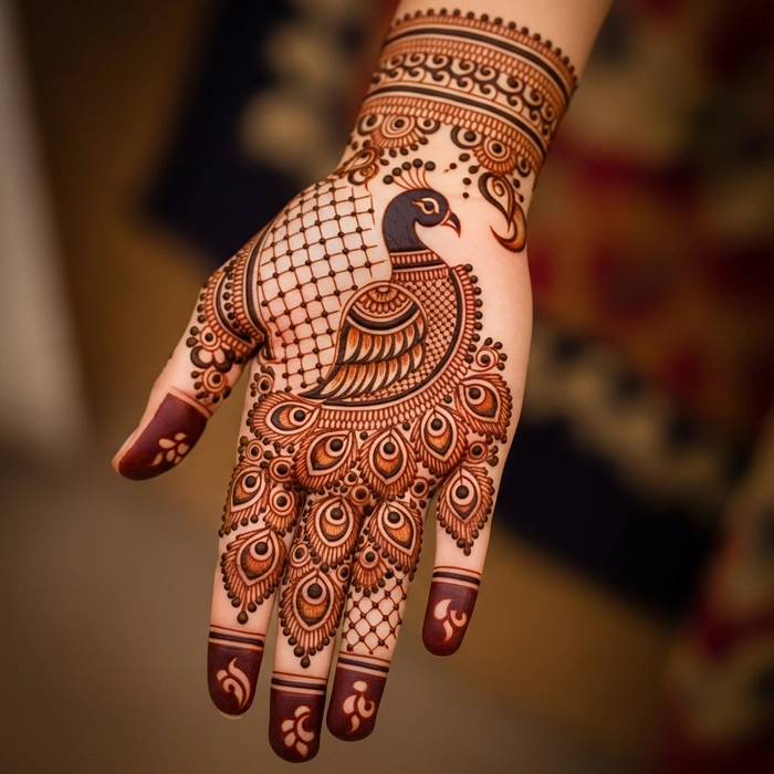 rajasthani peacock mehndi design