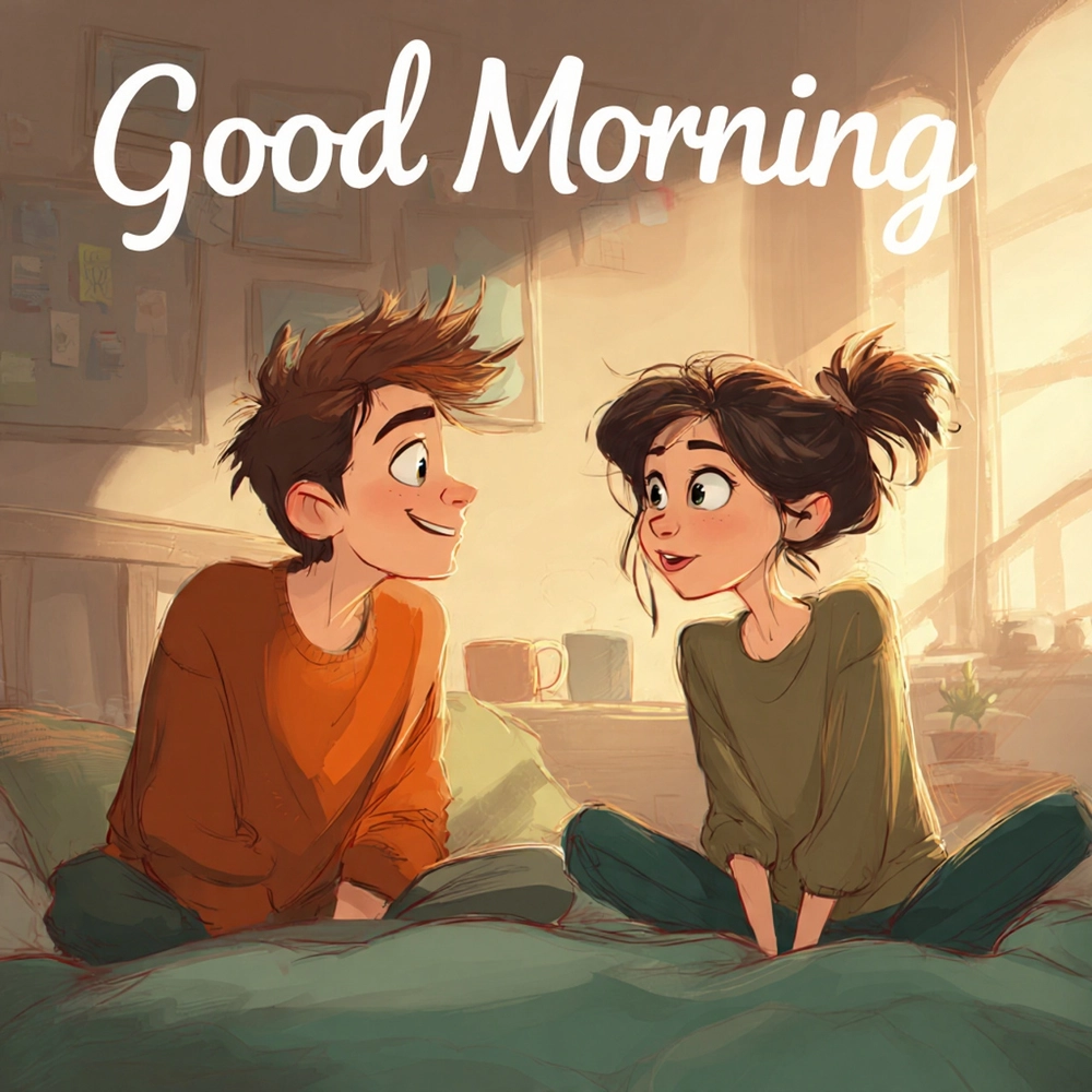 romantic good morning cartoon couple