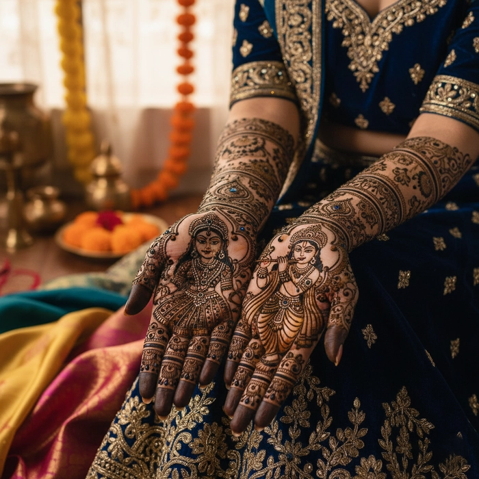 royal radha krishna mehndi design