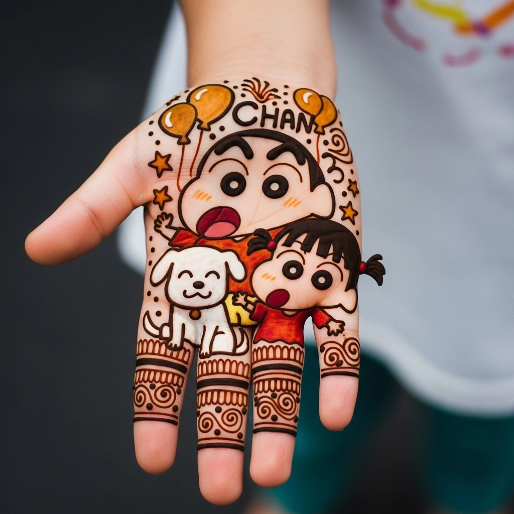 shin chan mehndi designs for kid