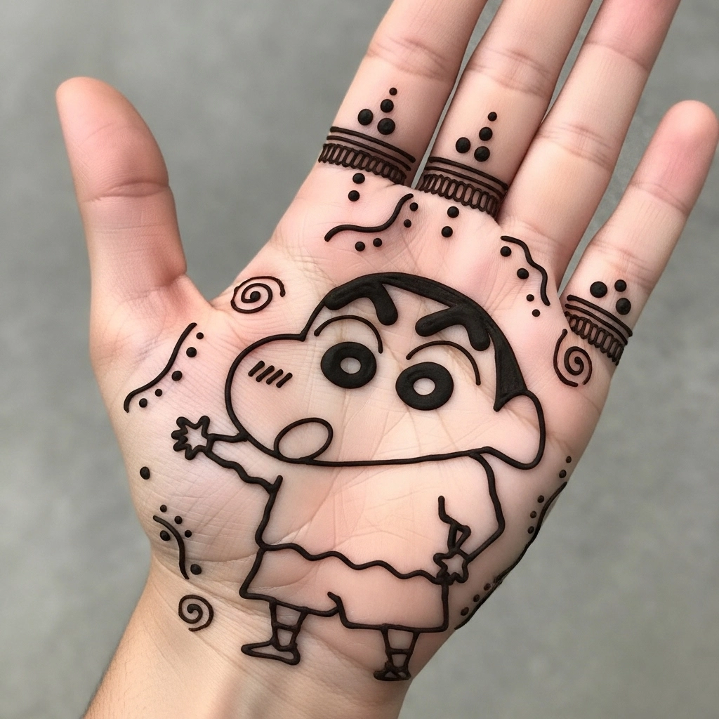 shinchan cartoon mehndi design