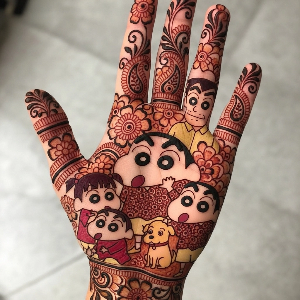 shinchan cute mehndi drawing