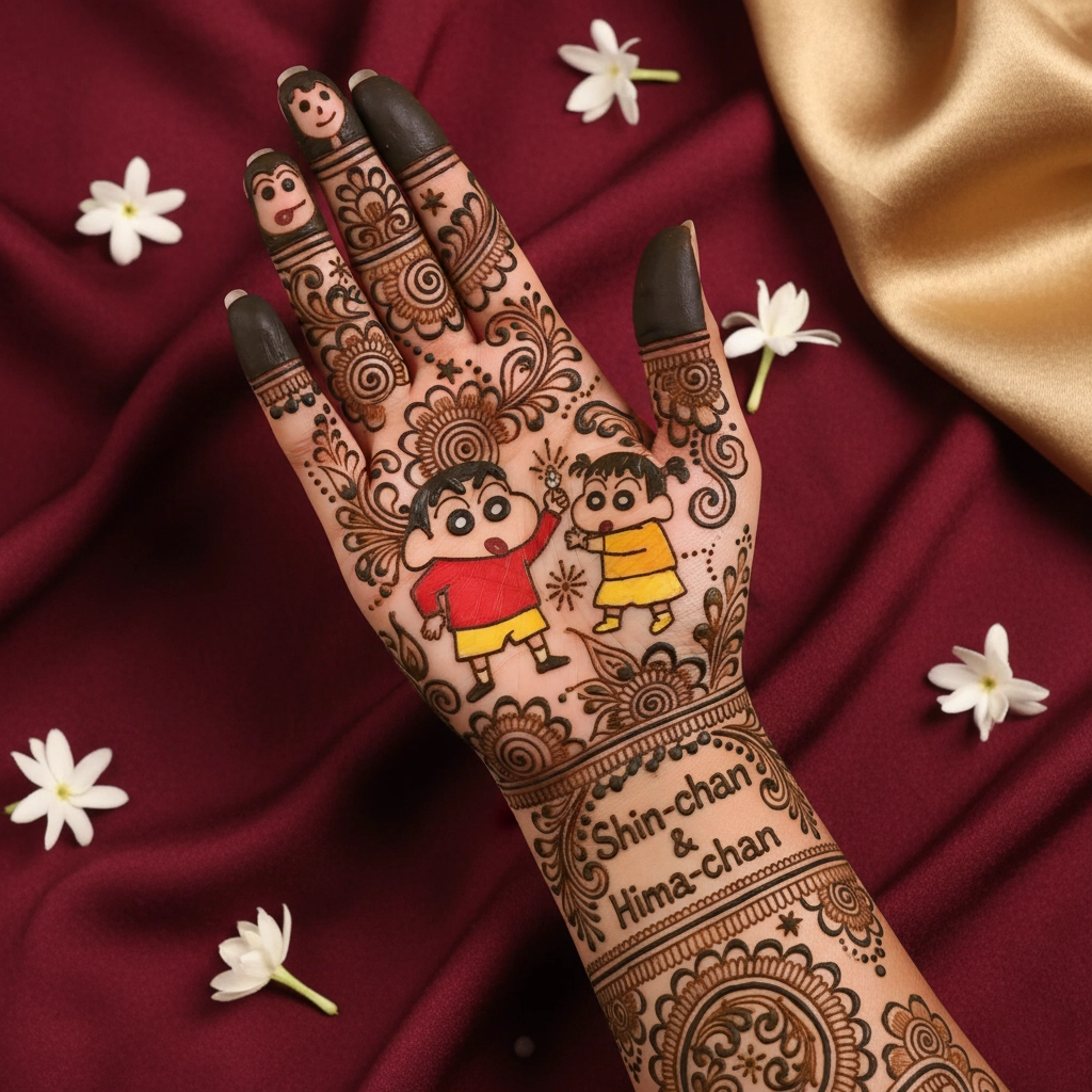 shinchan himawari mehndi design