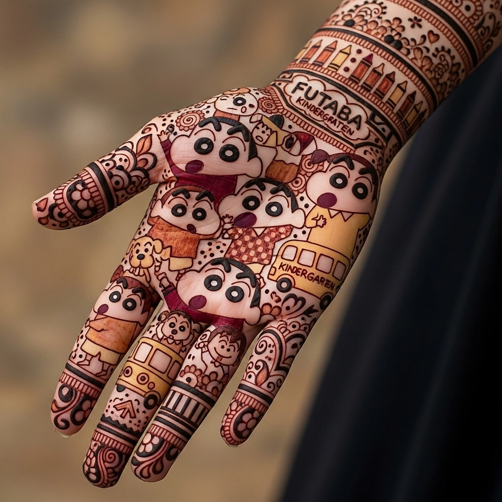 shinchan mehndi design photos