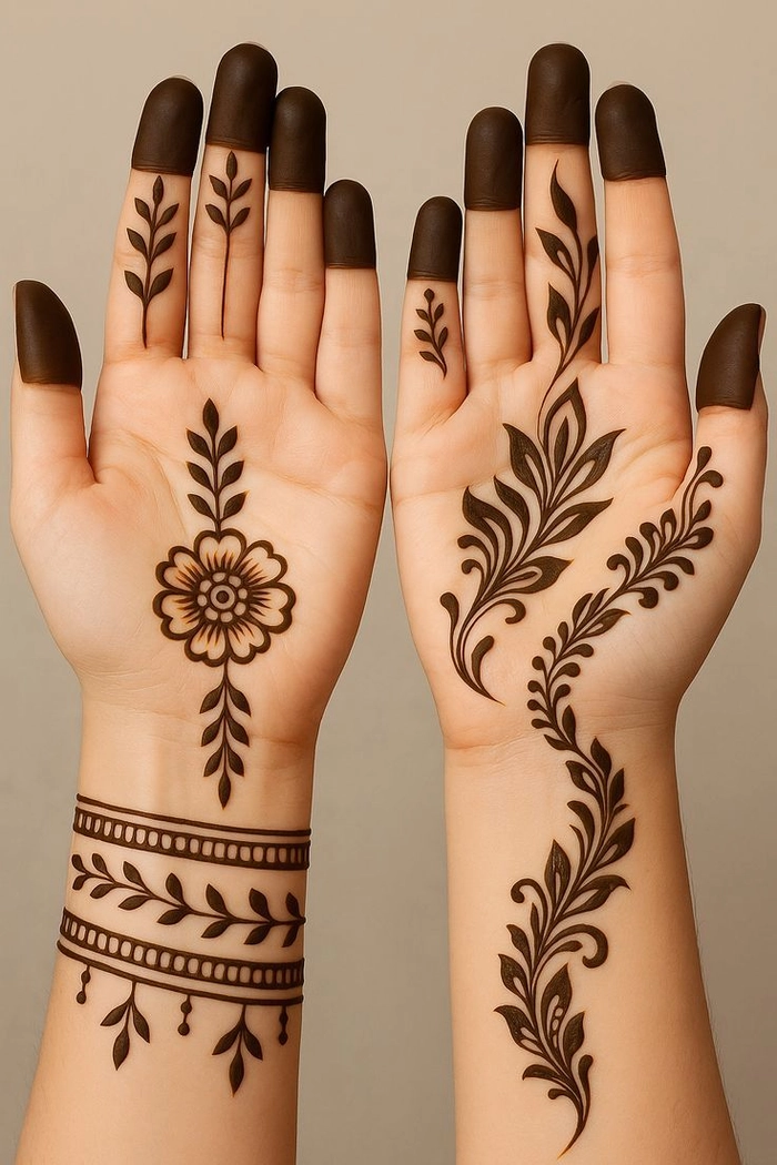 simple and quick mehndi design front hand