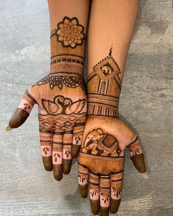 simple cartoon mehndi designs front hand