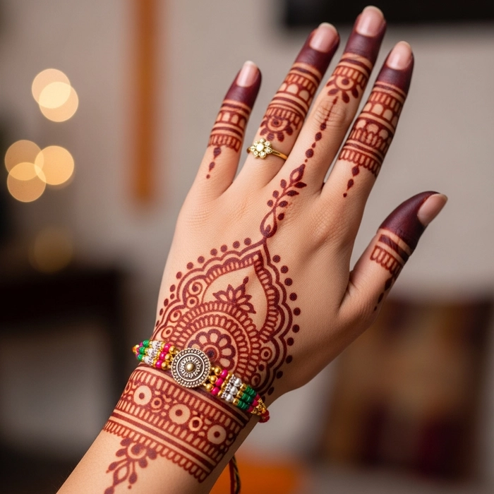 simple mehndi design for rakhi