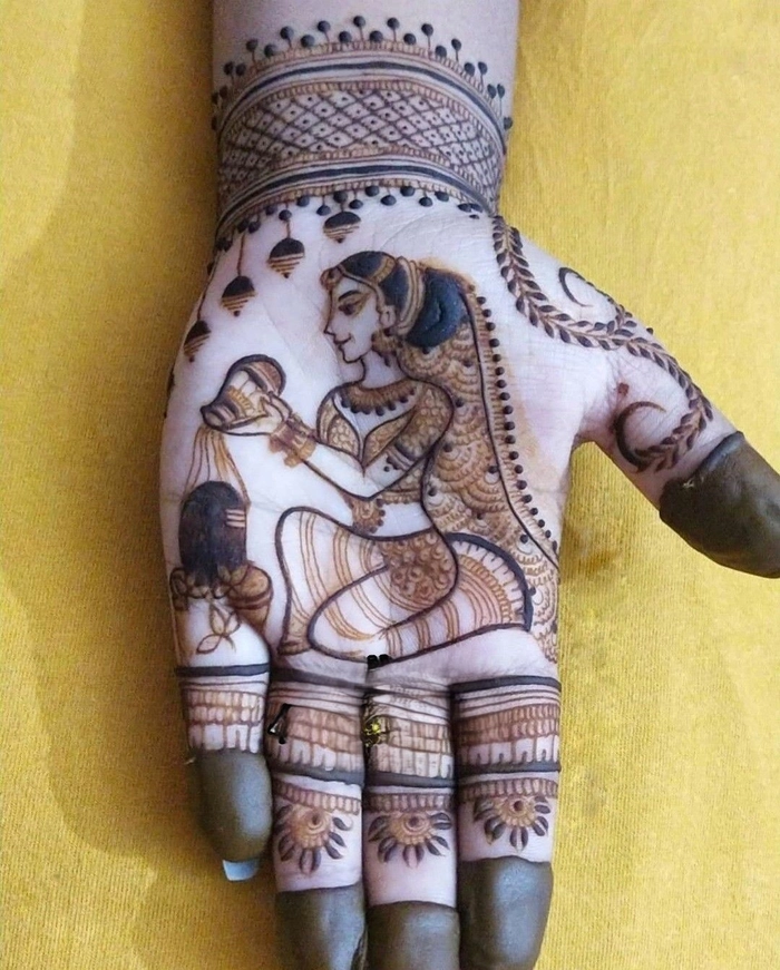 simple mehndi design for sawan