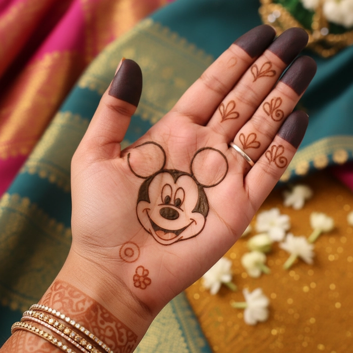 simple mickey mouse mehndi design