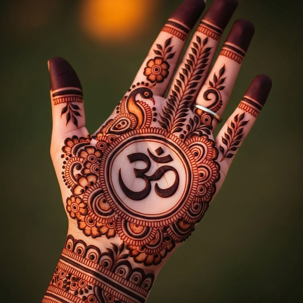 simple om mehndi design