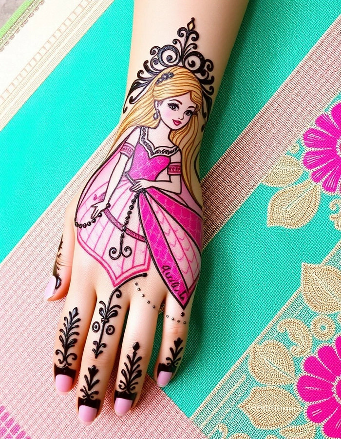 simple princess mehndi design