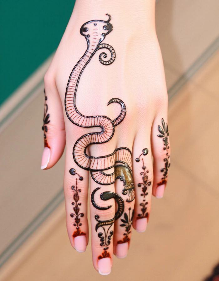 snake henna design easy