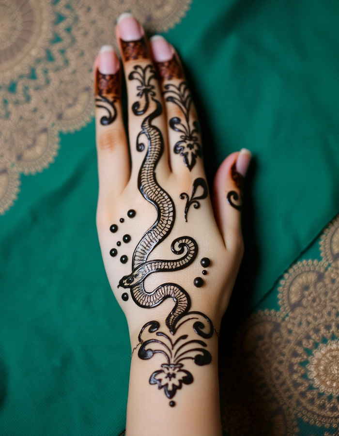 snake mehndi design simple