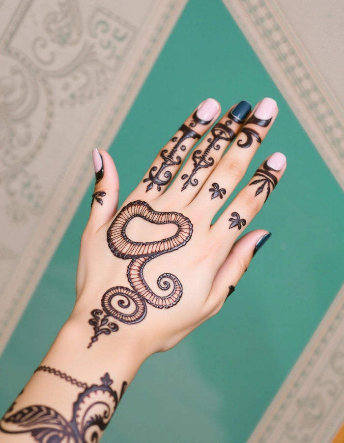 snake pattern mehndi designs