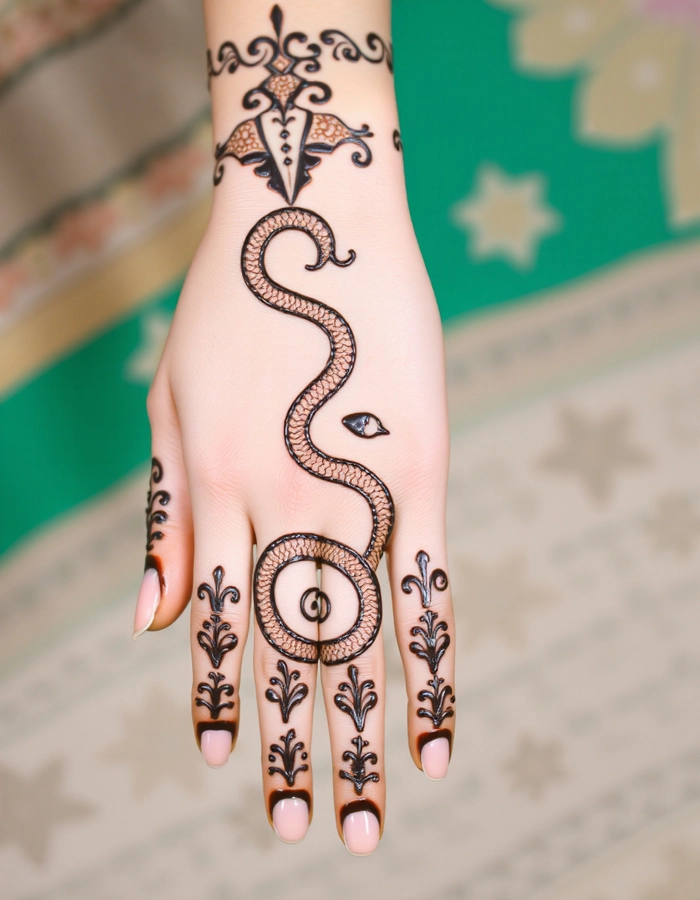 snake type mehndi designs