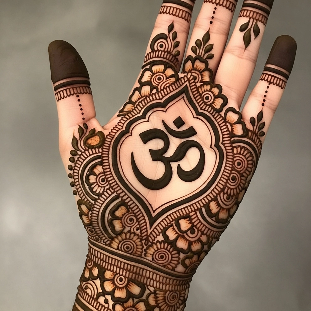 stylish om mehndi design