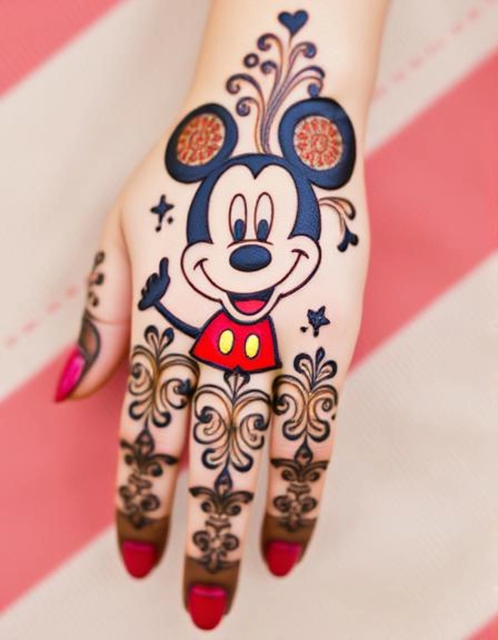 tattoo cartoon mickey mouse mehndi design