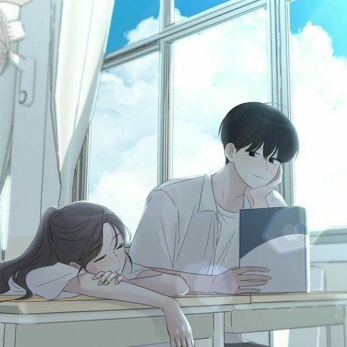 artistic tone cartoon couple dp