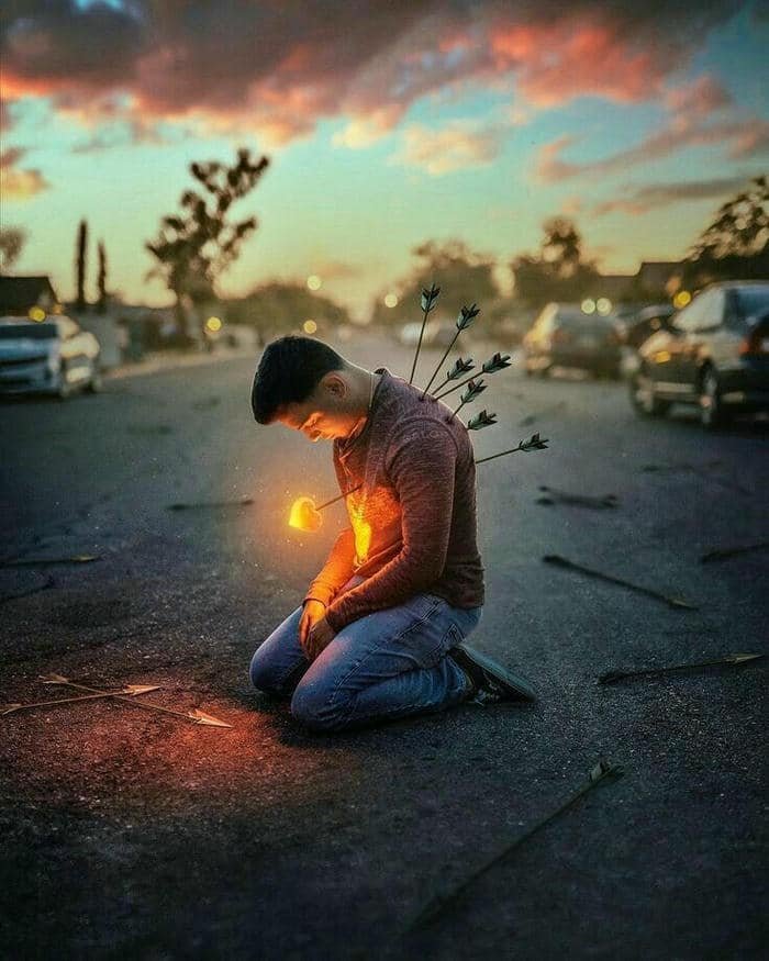 broken heart black dp