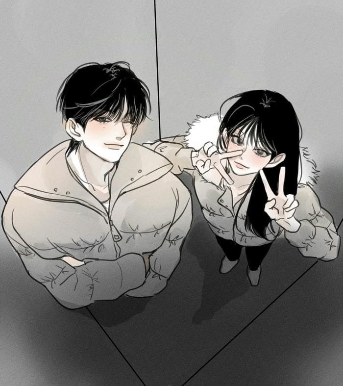 charming cartoon couple dp