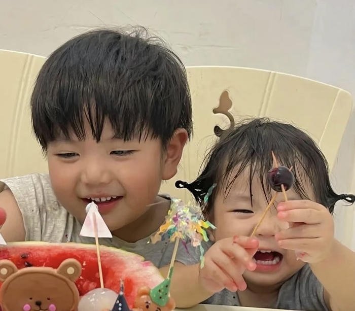 Gentle moment cute baby couple dp