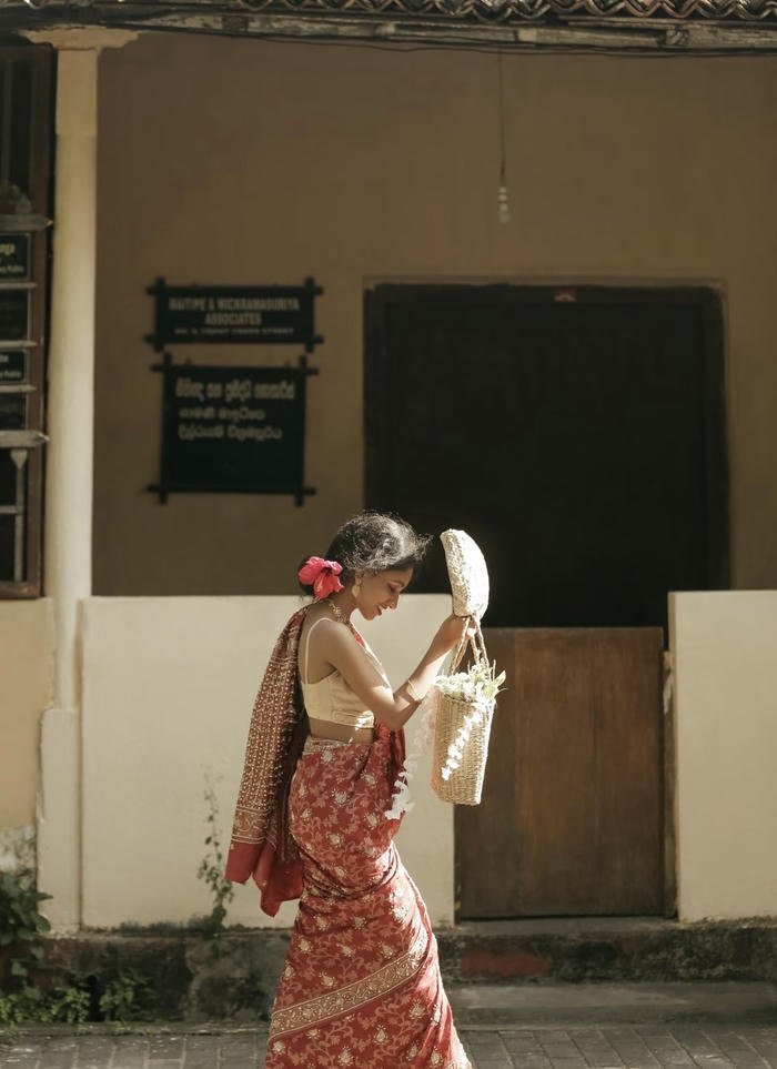 Peaceful aura saree girl dp portrait