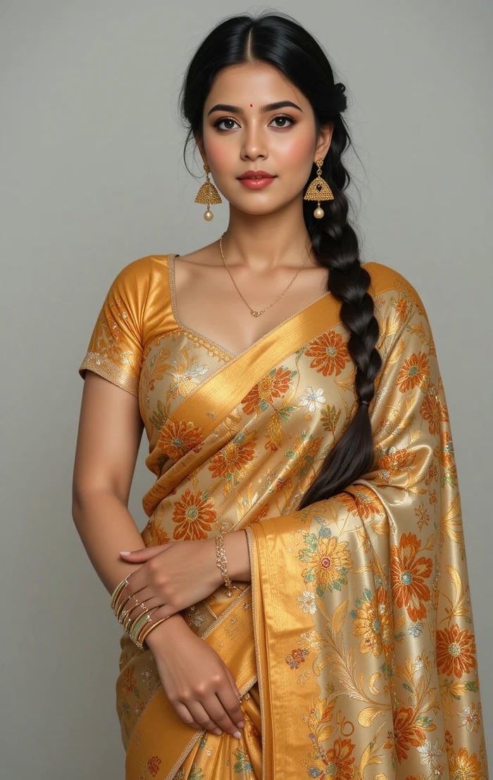 Soft glow saree girl dp portrait