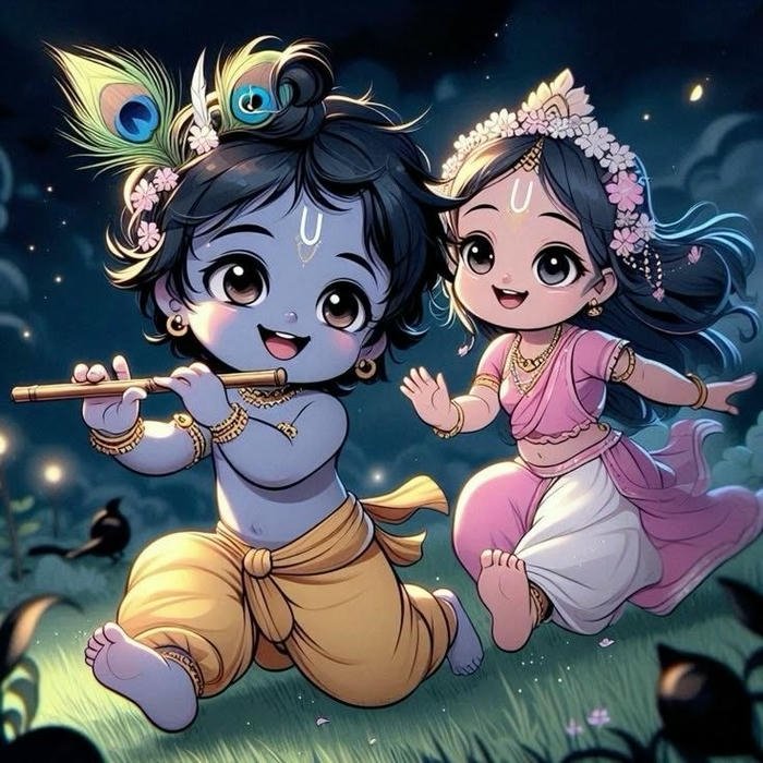 cartoon dp radha krishna aesthetic devotional image