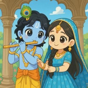 cartoon dp radha krishna calm devotional dp