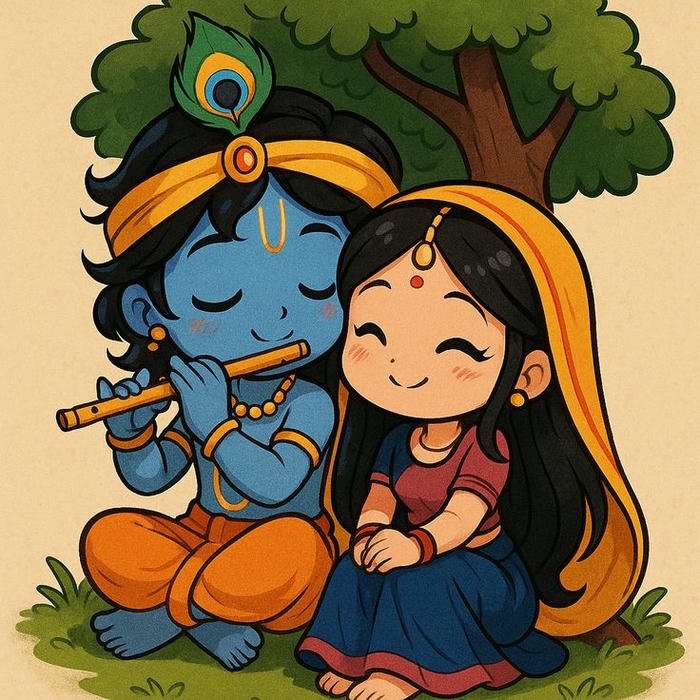 cartoon dp radha krishna classic mythic illustration