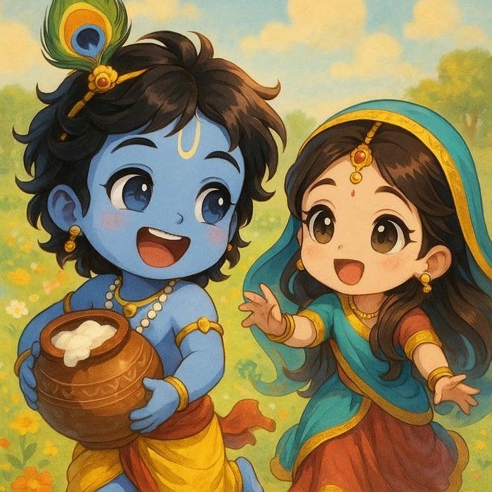 cartoon dp radha krishna divine love artwork