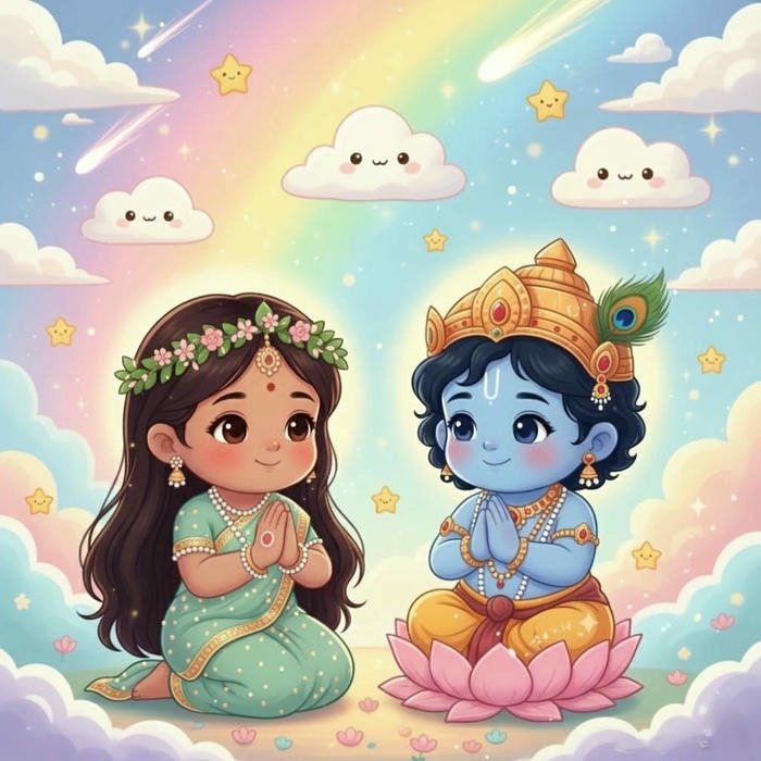 cartoon dp radha krishna peaceful devotional avatar