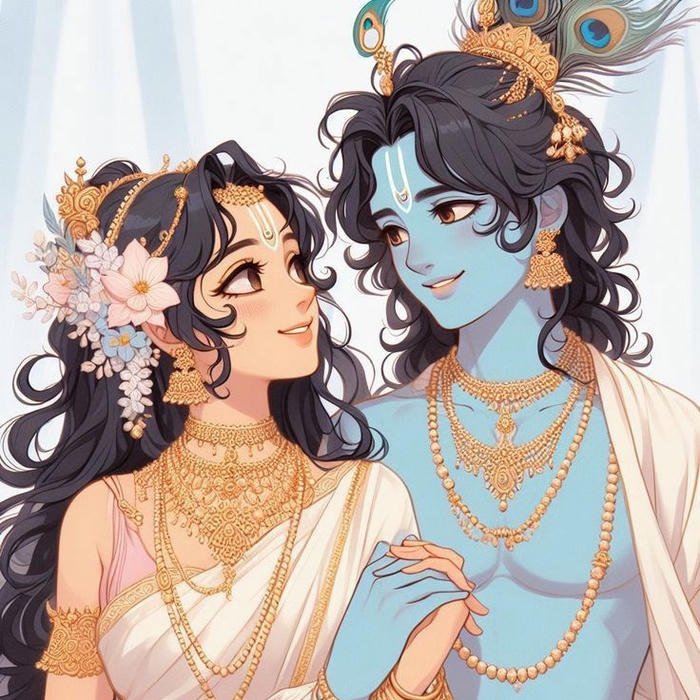 cartoon dp radha krishna serene bhakti image