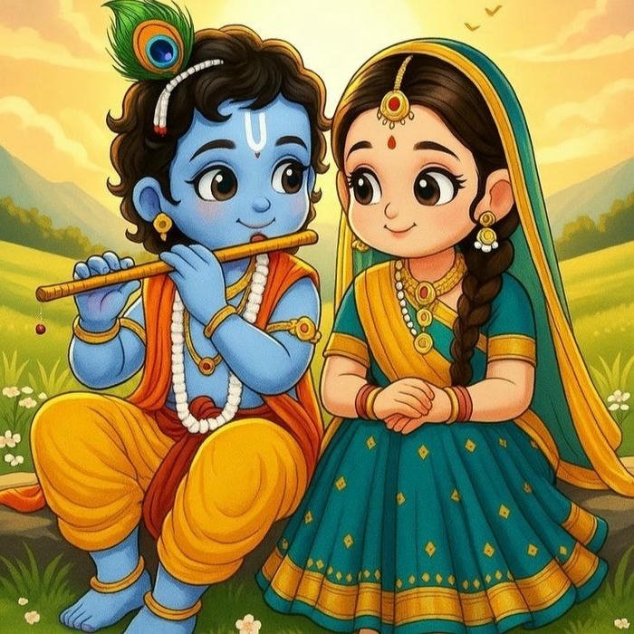 cartoon dp radha krishna vibrant spiritual profile