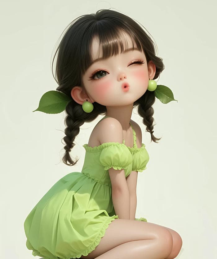 cartoon girl dp in pastel tones