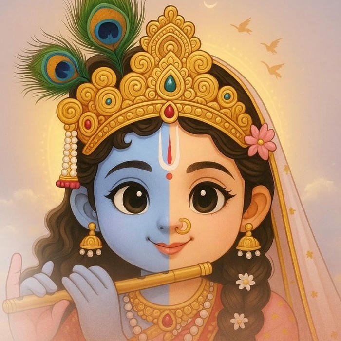 cartoon radha krishna dp artistic spiritual illustration