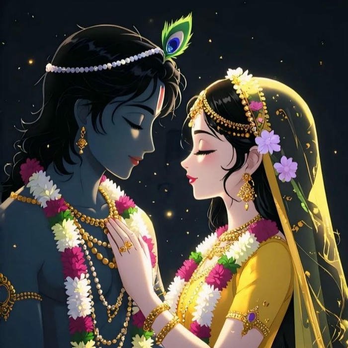 cartoon radha krishna dp colorful divine illustration