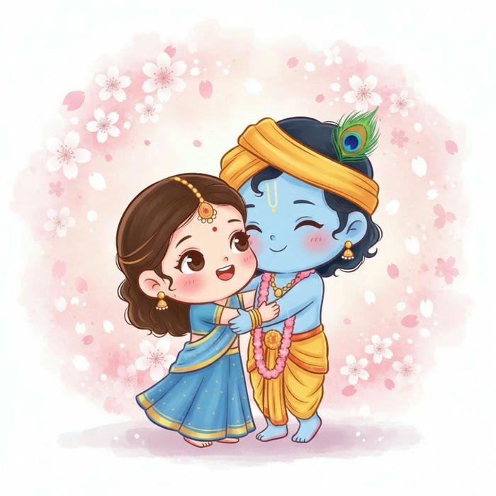 cartoon radha krishna dp cute bhakti artwork