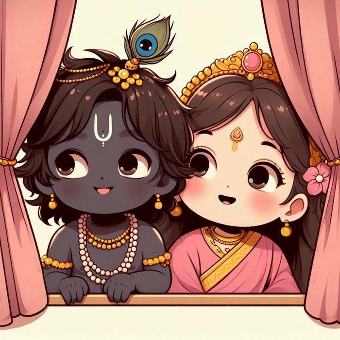 cartoon radha krishna dp traditional spiritual profile