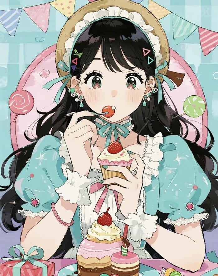 colorful cartoon girl portrait