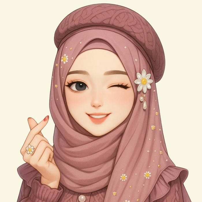 dp cartoon hijab simple avatar dp