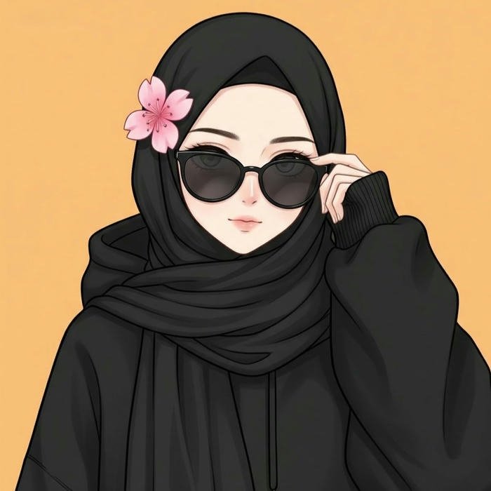 dp cartoon hijab soft style avatar