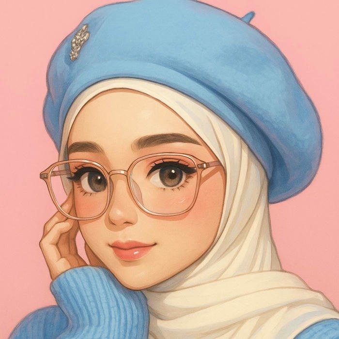 dp hijab cartoon simple profile image