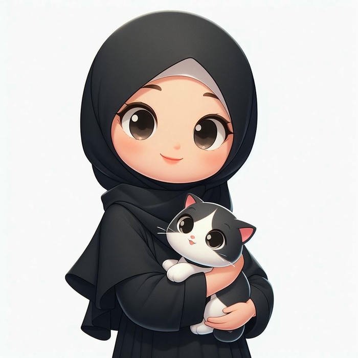 dp hijab cartoon sweet avatar picture