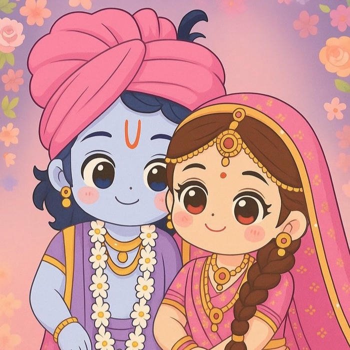 dp radha krishna cartoon colorful mythological profile