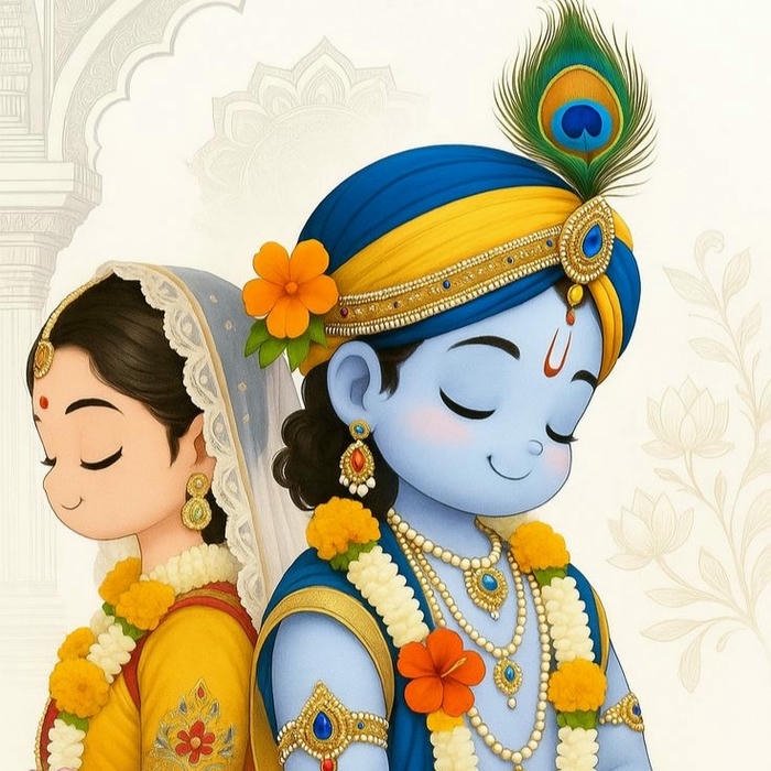 dp radha krishna cartoon detailed divine illustration