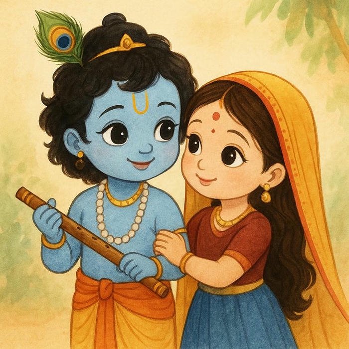 dp radha krishna cartoon lovely spiritual avatar