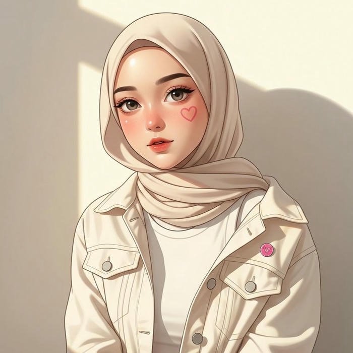 hijab cartoon dp pastel avatar style